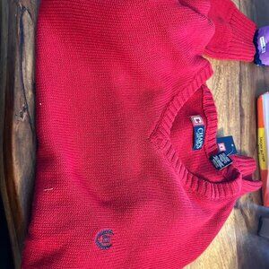 Red long sleeve v neck; Chaps brand; size large